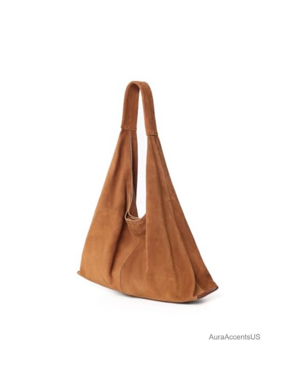 Handbags - Genuine Suede Leather Hobo Bag for Women Large Slouchy Crescent Shoulder Tote